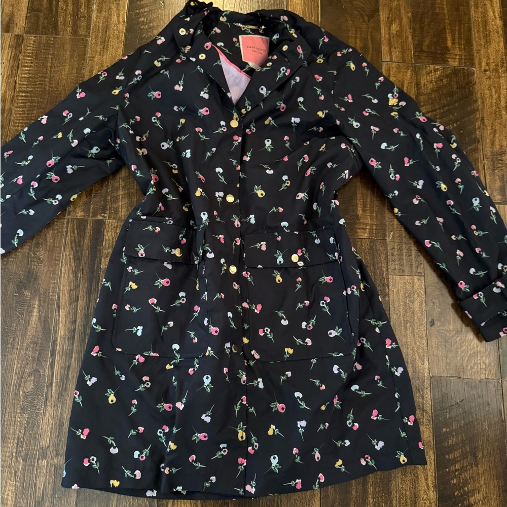 SALE 💖💖Kate Spade Black Floral Raincoat